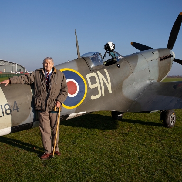 John Stanborough Bates with Spitfire TE184